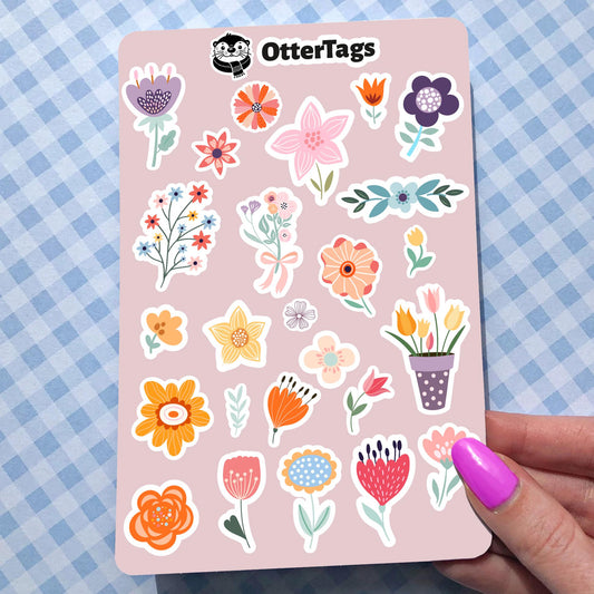 Botanical Flower Sheet sticker sheet, cute floral