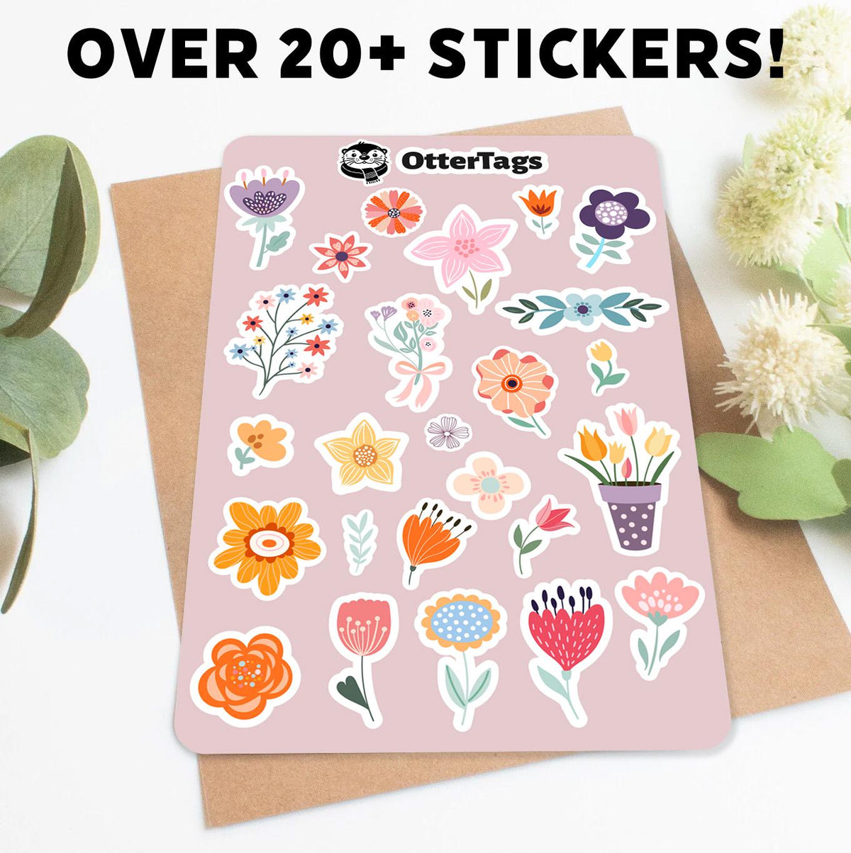 Botanical Flower Sheet sticker sheet, cute floral – view 3