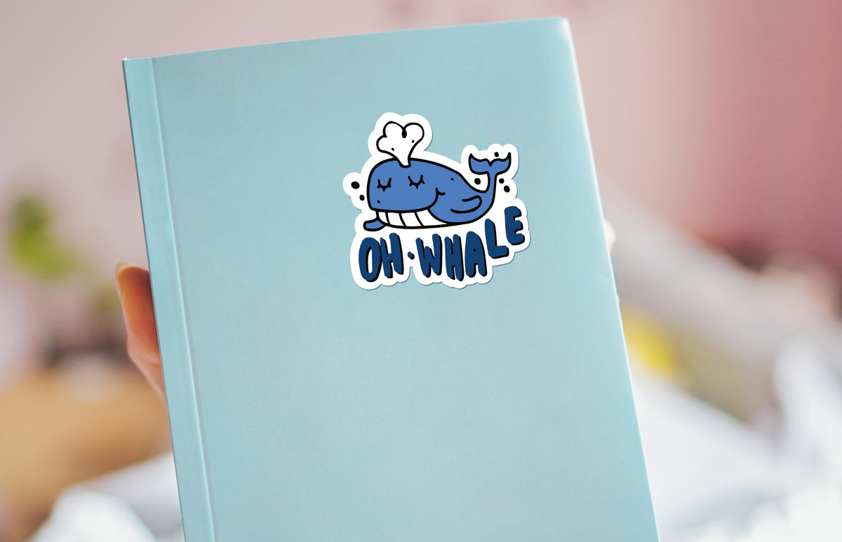 Oh Whale sticker, funny whale pun – view 4