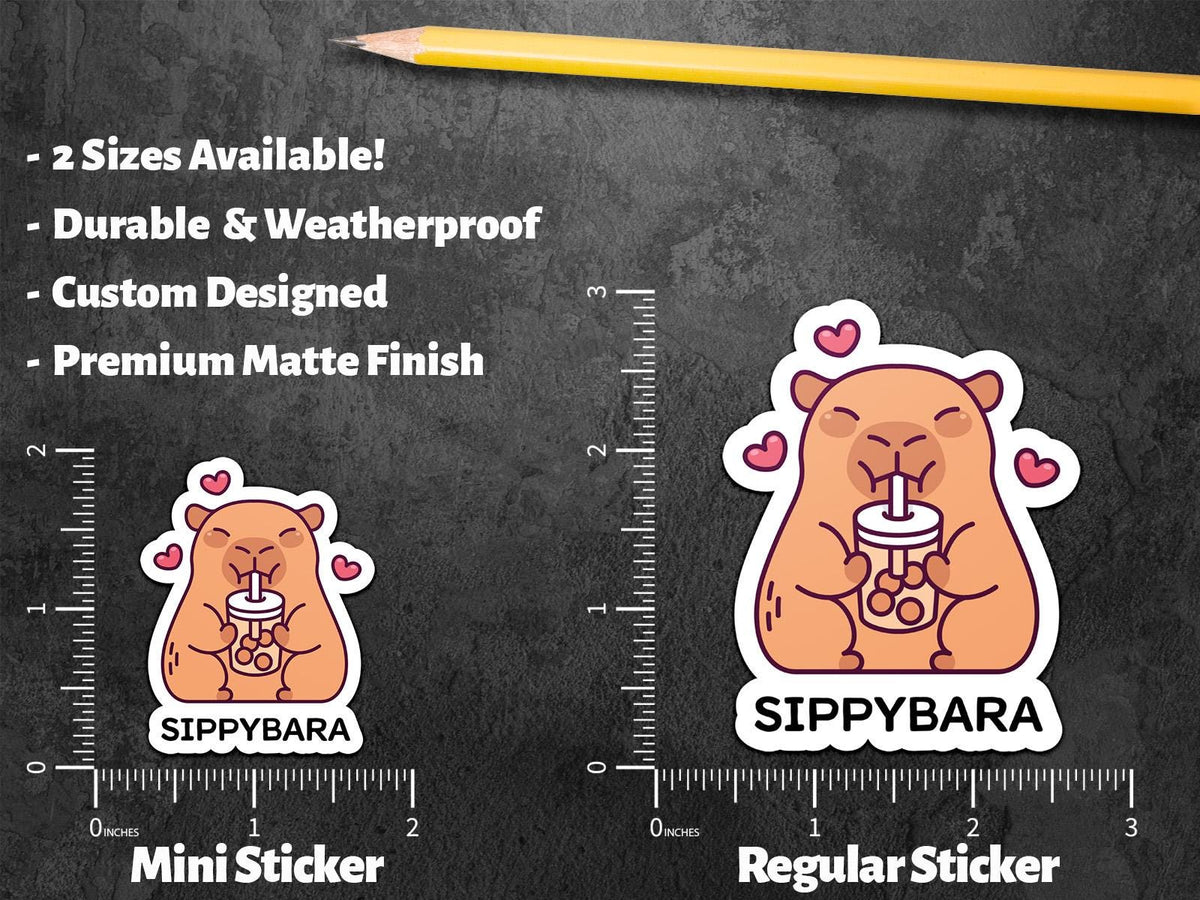 Sippybara sticker, cute capybara with bubble tea – view 2