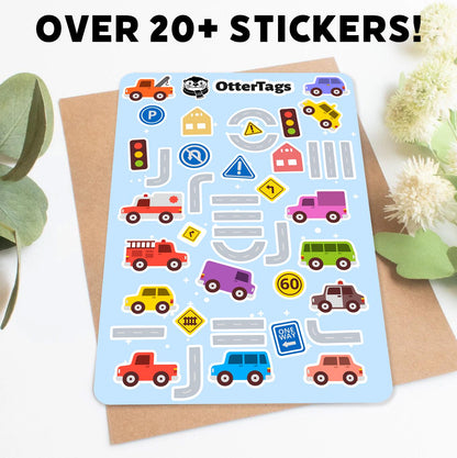 Fun Car and Road Sheet sticker sheet, cute vehicle – view 2