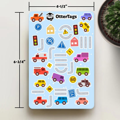 Fun Car and Road Sheet sticker sheet, cute vehicle – view 3