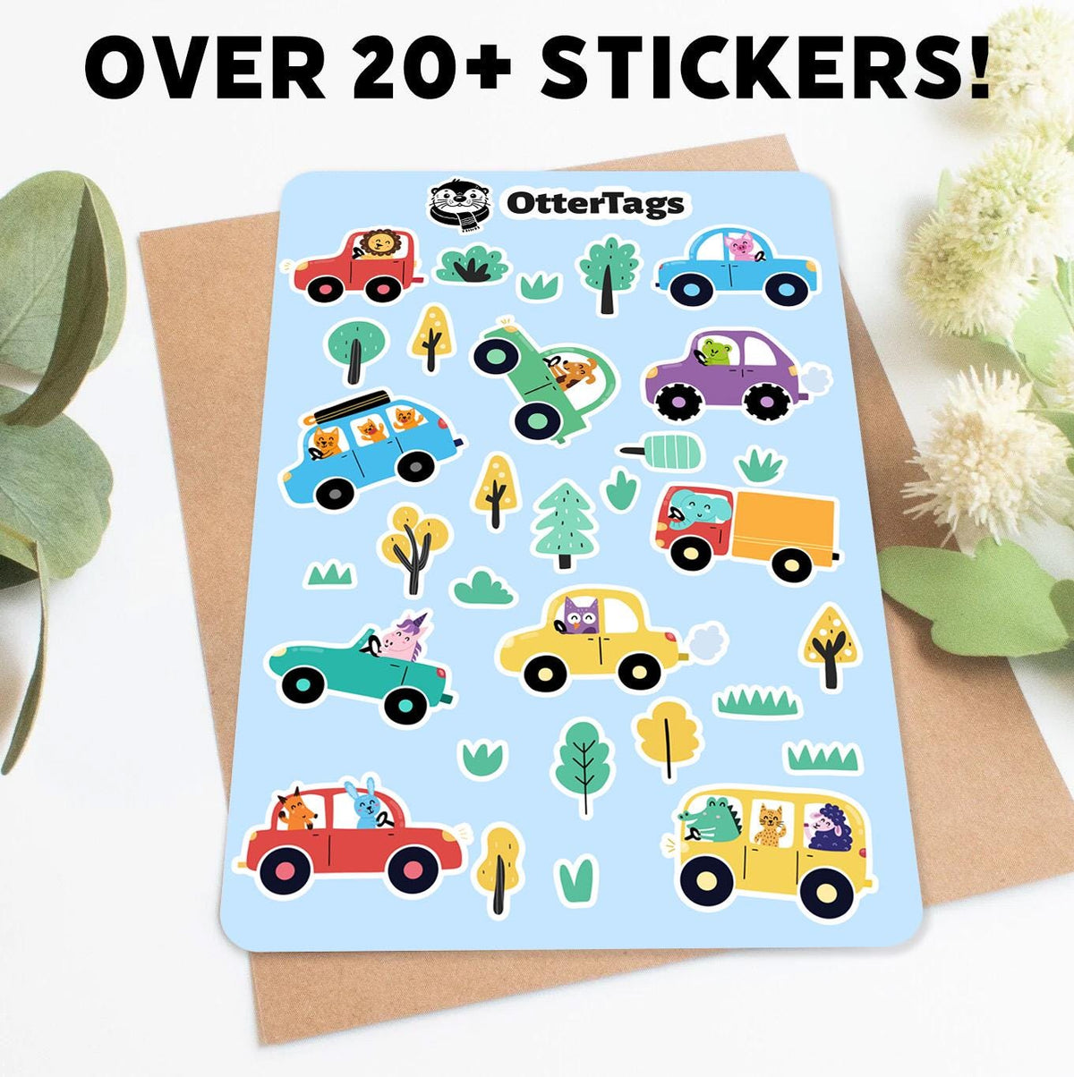 Cute Animals in Cars Sheet sticker sheet, fun vehicle – view 3