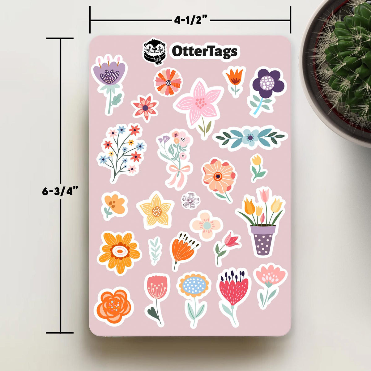 Botanical Flower Sheet sticker sheet, cute floral – view 4