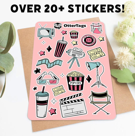 Movie Date Night Sheet sticker sheet, cute movie theme