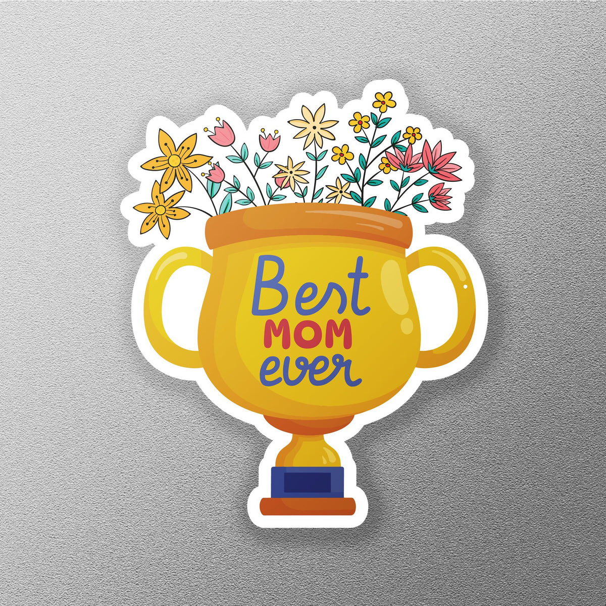 Best Mom Ever sticker, cute trophy with flowers – view 3