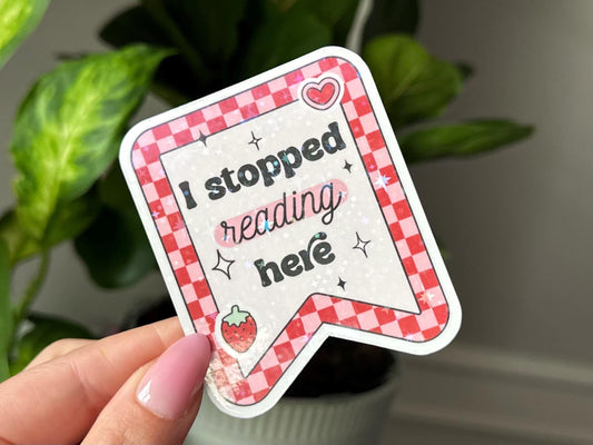 Checkered Bookmark sticker, i stopped reading here