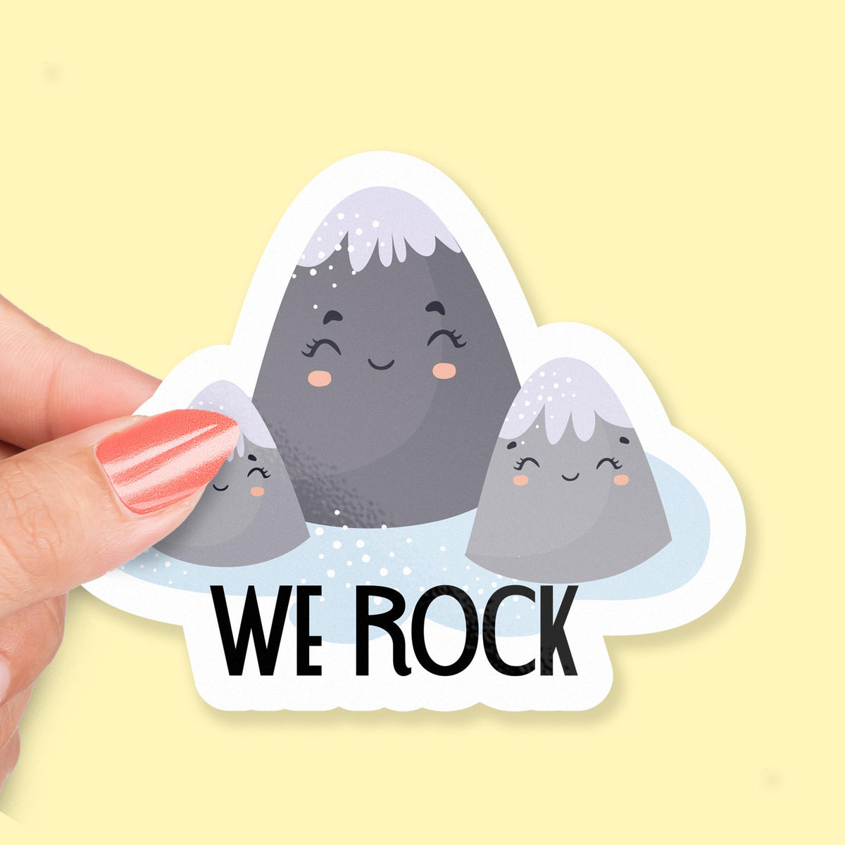 We Rock sticker, cute smiling rocks