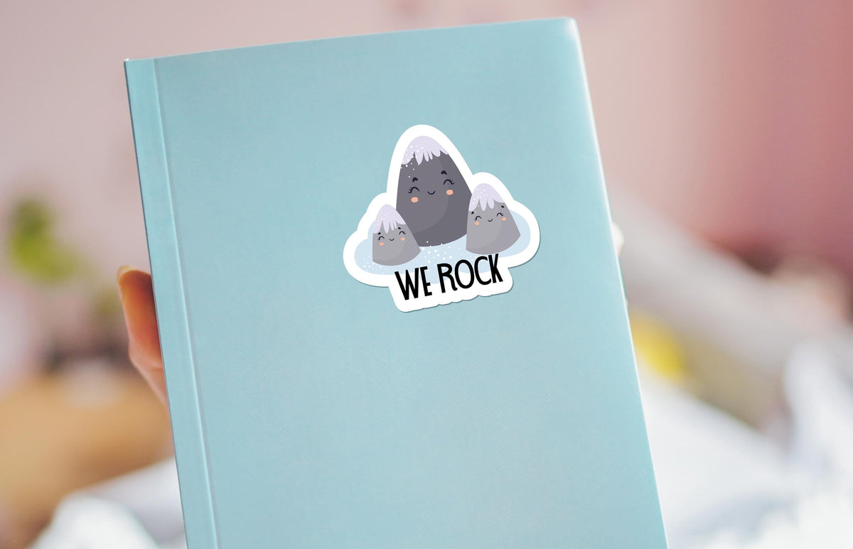 We Rock sticker, cute smiling rocks – view 3