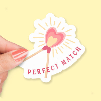 Perfect Match sticker, two matches forming heart flame