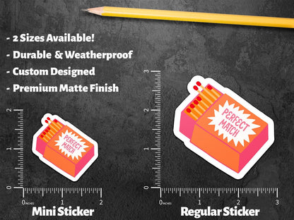 Perfect Match sticker, orange and pink matchbox design – view 2