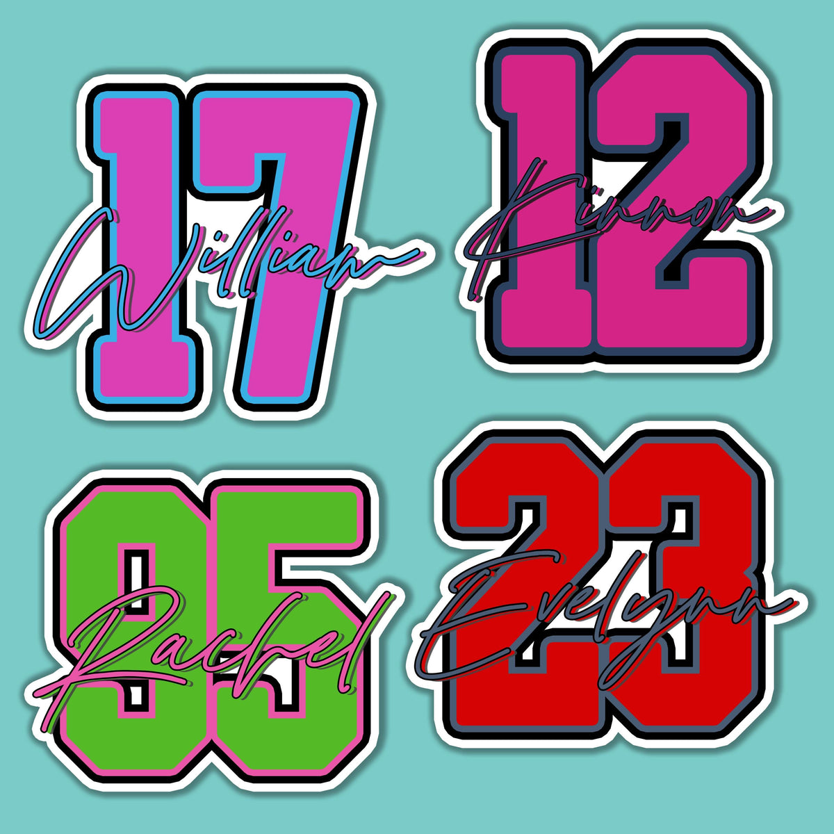 Custom Baseball & Softball Name and Number Decal by Stickreews