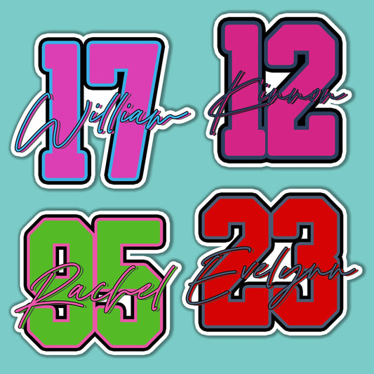 Custom Baseball & Softball Name and Number Decal by Stickreews