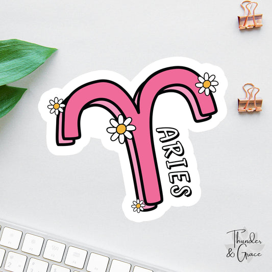 Aries sticker, retro zodiac