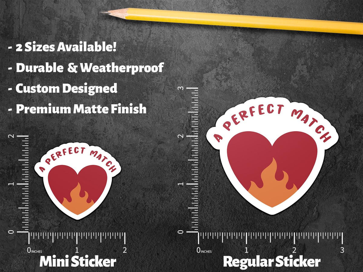 Perfect Match sticker, heart with orange flame – view 2