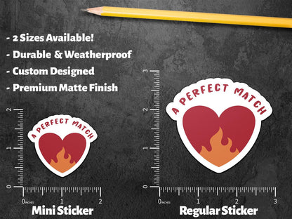 Perfect Match sticker, heart with orange flame – view 2