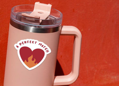 Perfect Match sticker, heart with orange flame – view 4