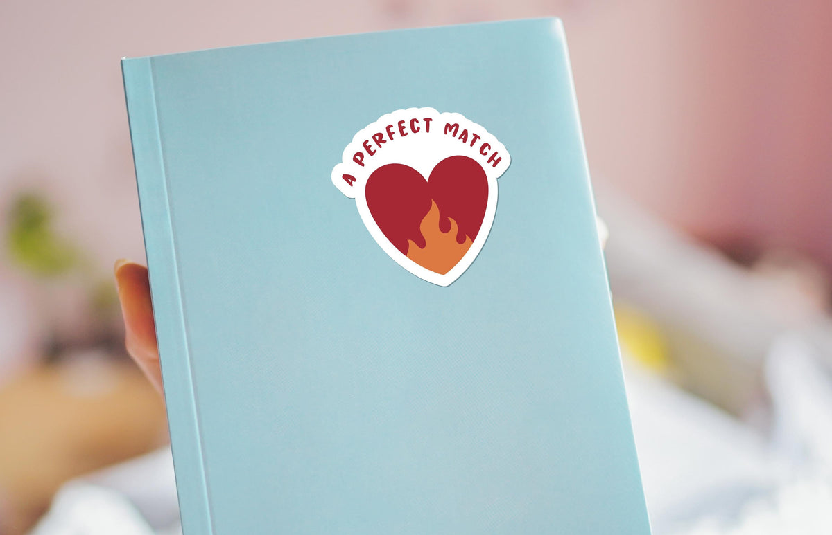 Perfect Match sticker, heart with orange flame – view 3