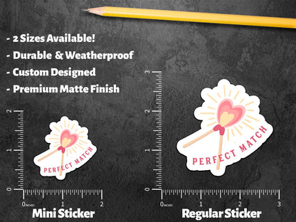 Perfect Match sticker, two matches forming heart flame – view 2
