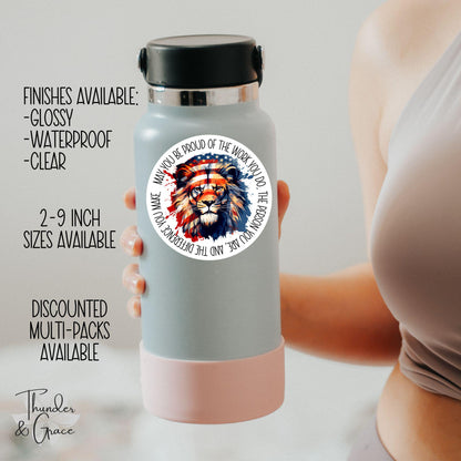 May You Be Proud of the Work You Do sticker, patriotic lion – view 3