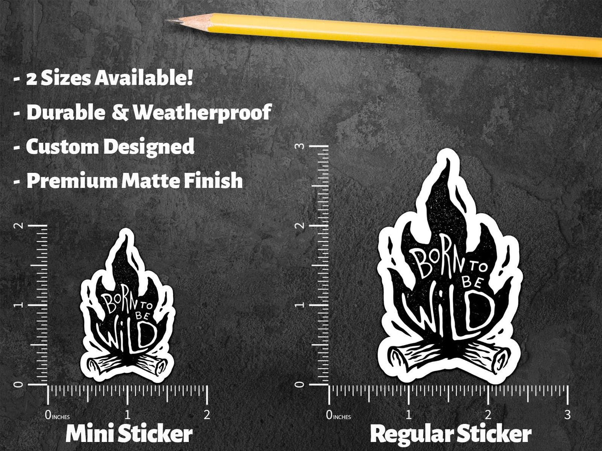 Born to Be Wild sticker, black and white flame design – view 2