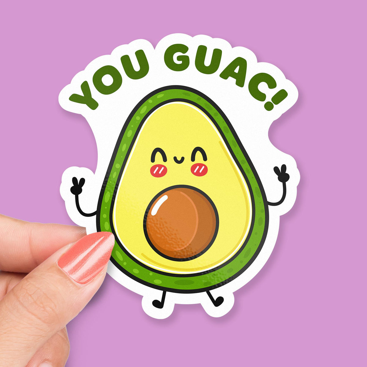 You Guac (You Rock Pun) sticker, cute avocado love pun