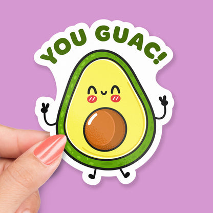 You Guac (You Rock Pun) sticker, cute avocado love pun