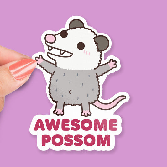 Awesome Possum sticker, silly chaos critter