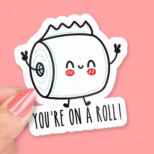You're on a Roll sticker, fun pun design