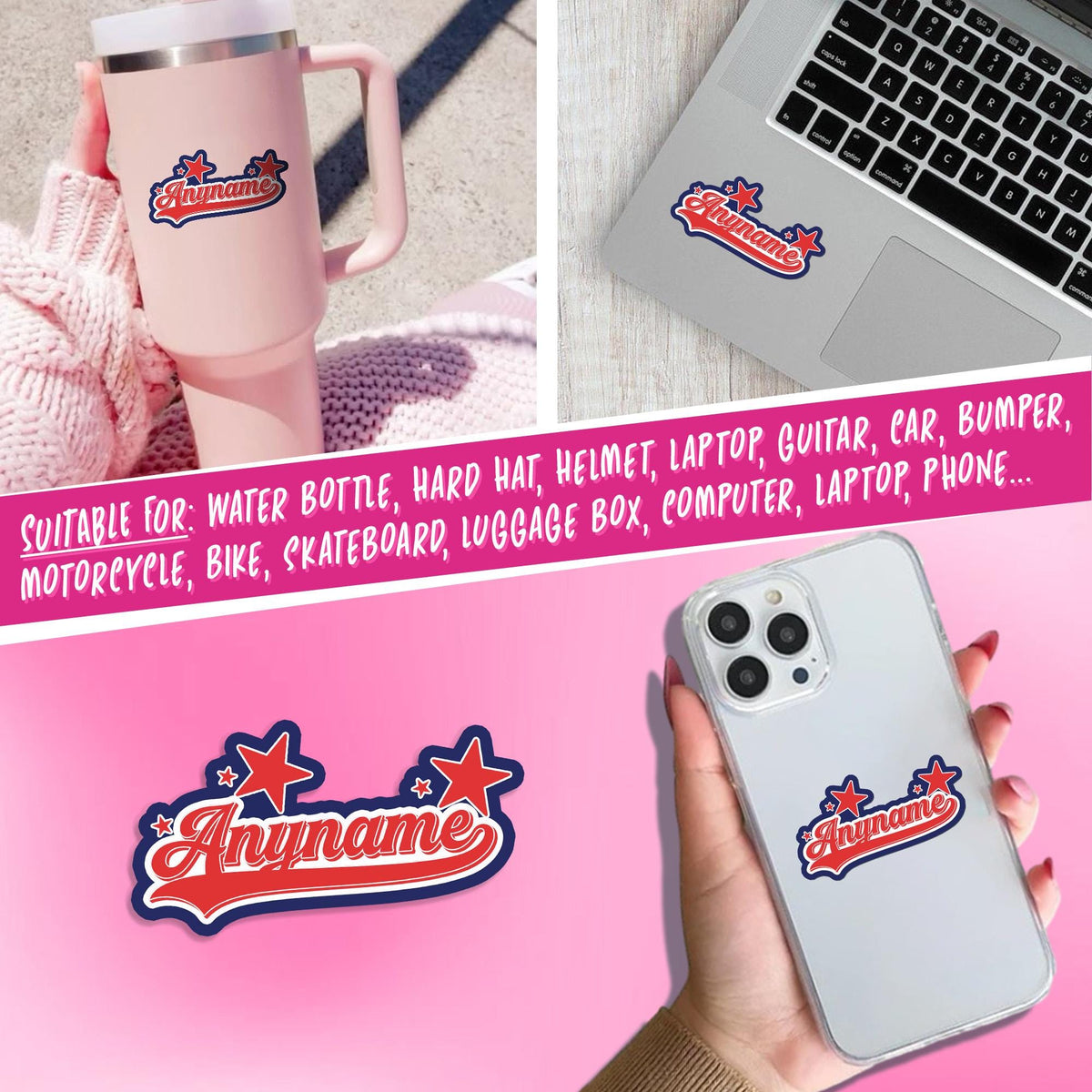 Custom all stars script name sticker with stars – view 4