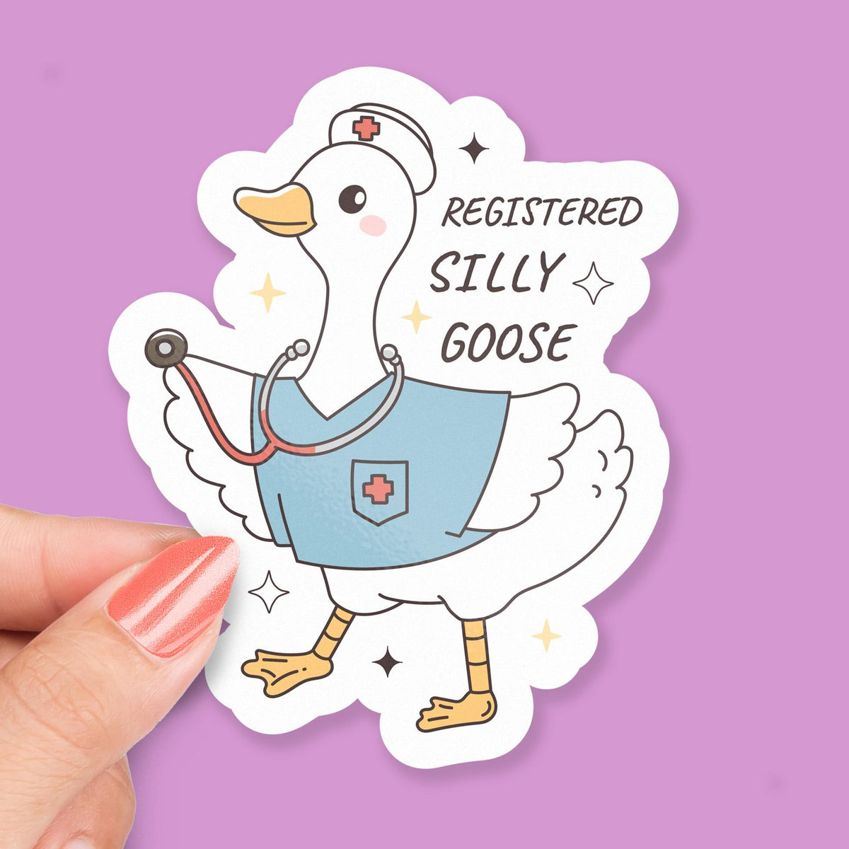 Registered Silly Goose Nurse sticker, cute goose humor for rn life