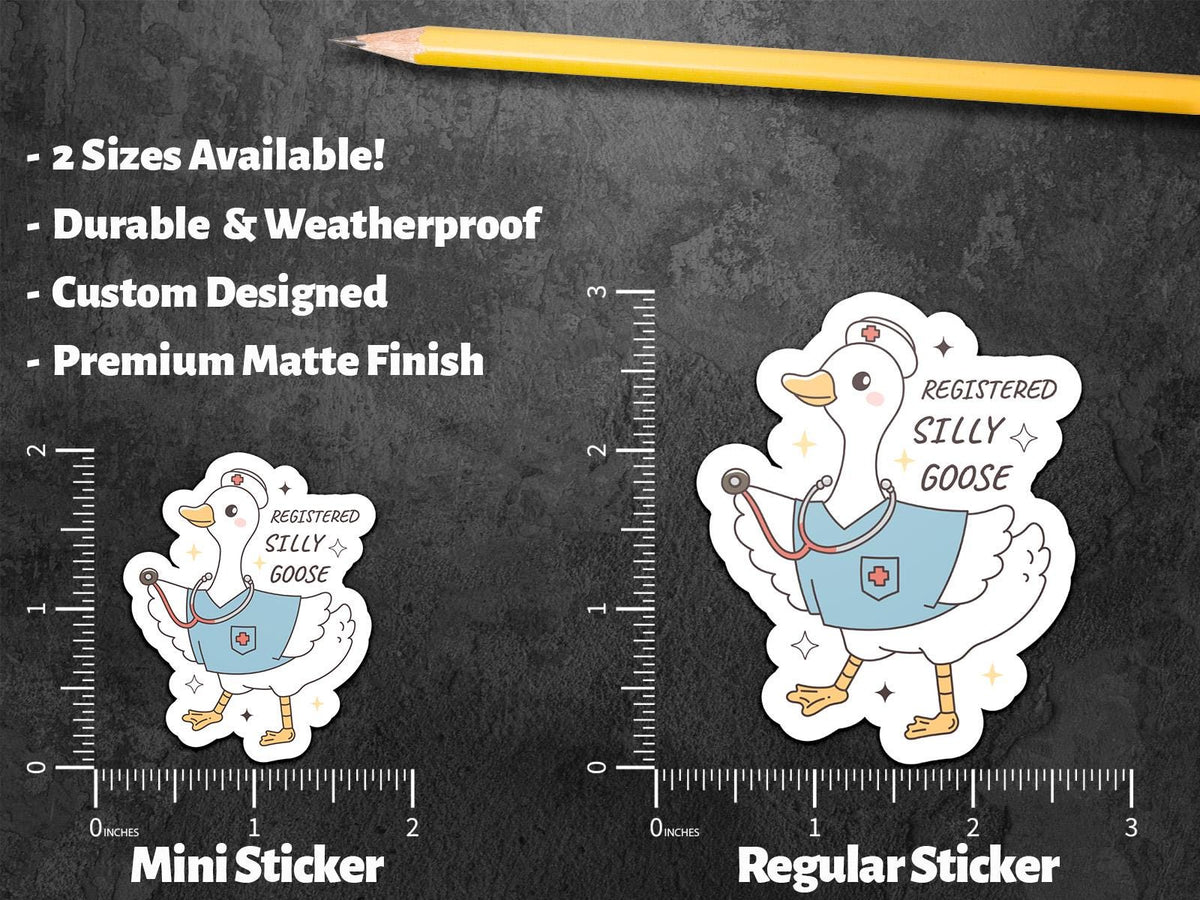 Registered Silly Goose Nurse sticker, cute goose humor for rn life – view 2