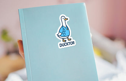 Ductor Doctor sticker, cute duck pun – view 3