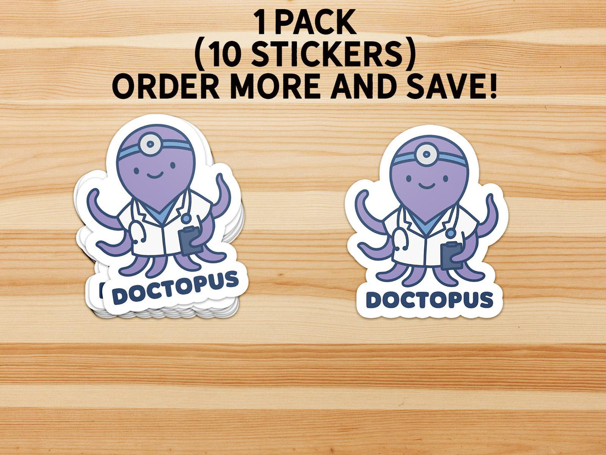 Doctopus Octopus sticker, funny doctor octopus pun – view 3