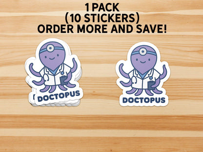Doctopus Octopus sticker, funny doctor octopus pun – view 3