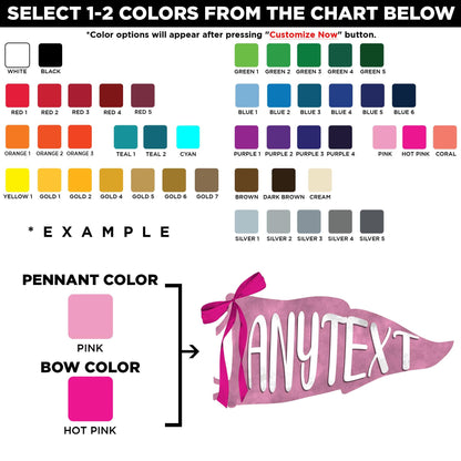 Custom school spirit pennant sticker with a bow and custom text – view 2