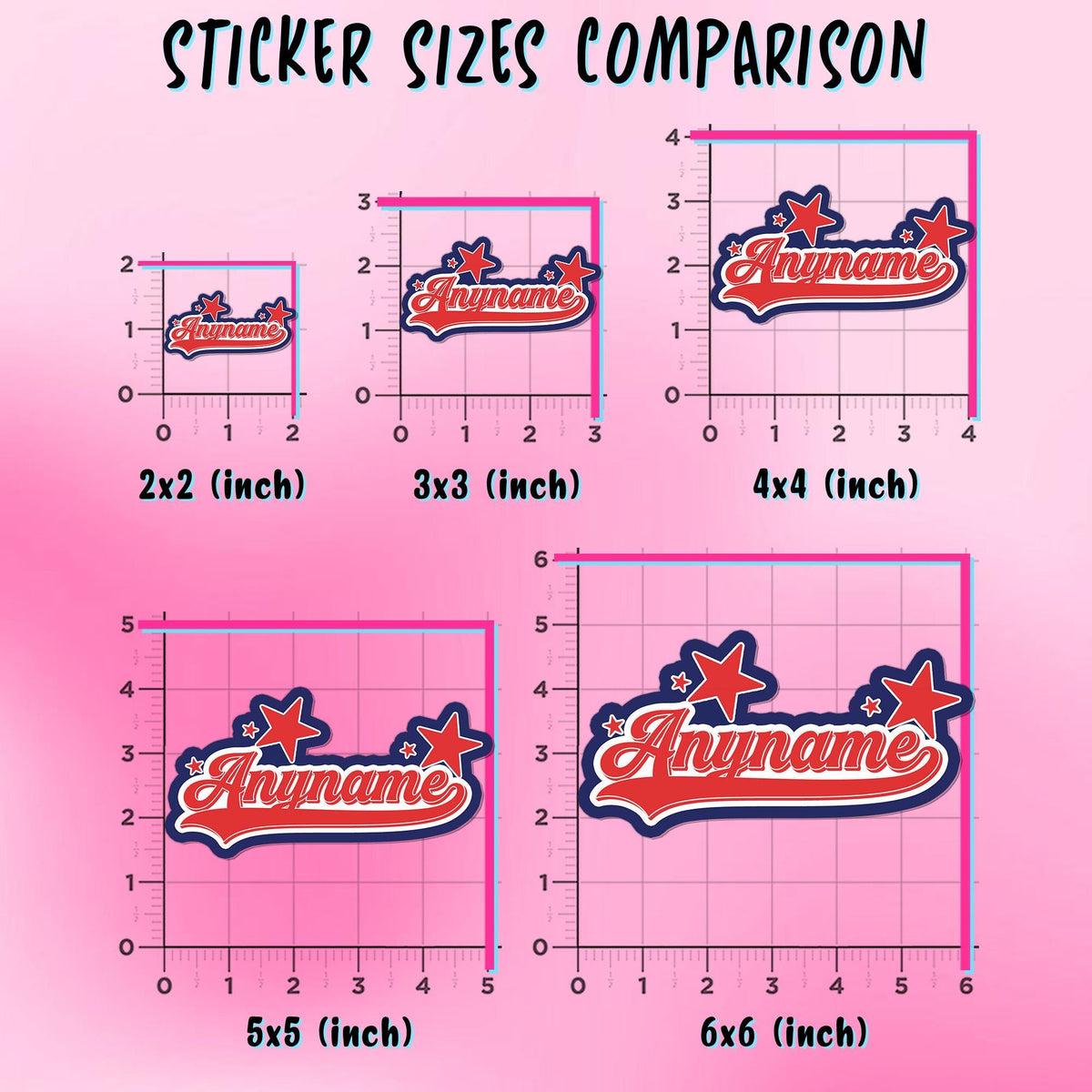 Custom all stars script name sticker with stars – view 3