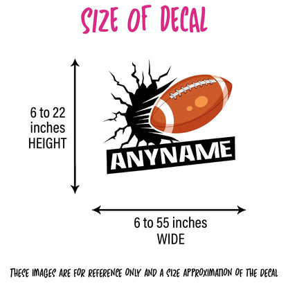 Custom football sports name wall decal for a kids bedroom – view 2