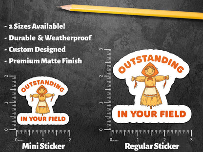 Outstanding in Your Field sticker, funny scarecrow pun – view 2