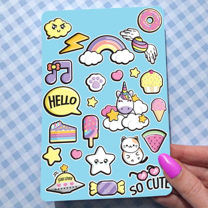 Unicorn and Kawaii Sheet for Kids sticker sheet, ice cream – view 4