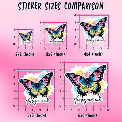 Custom butterfly watercolor name sticker with cute drip lettering – view 4