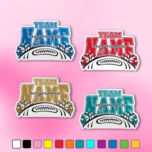 Custom football cheer team spirit sticker with a name and team name