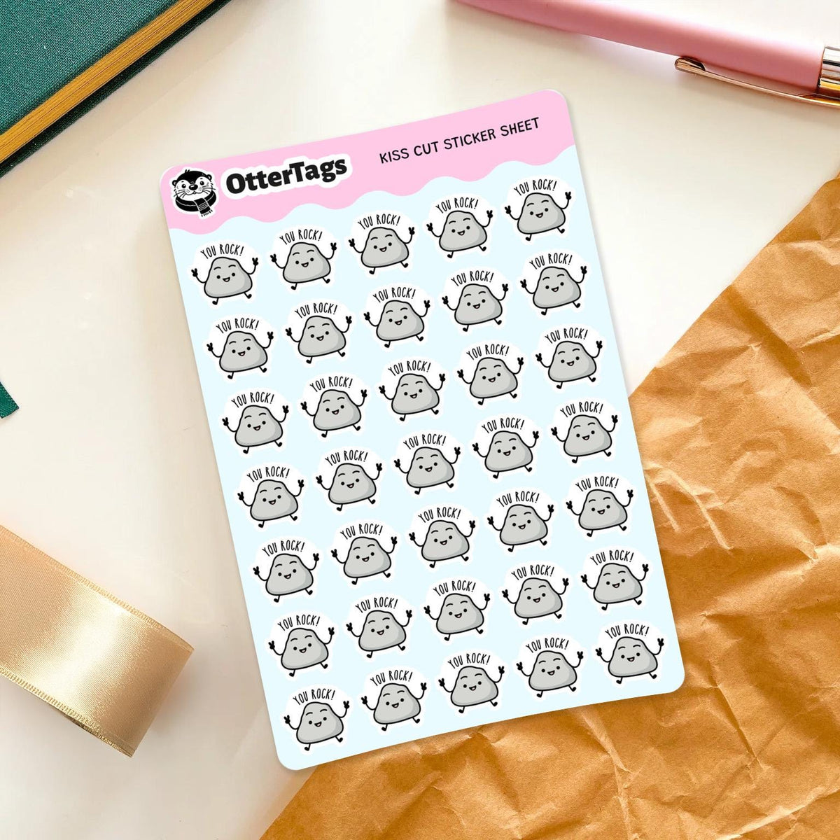 You Rock mini sticker sheet, 35 small encouragement