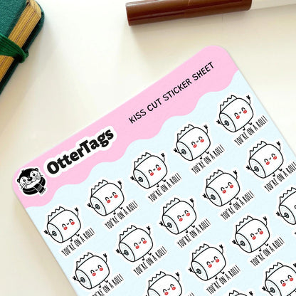 You're on a Roll mini sticker sheet, 30 small funny toilet paper – view 2