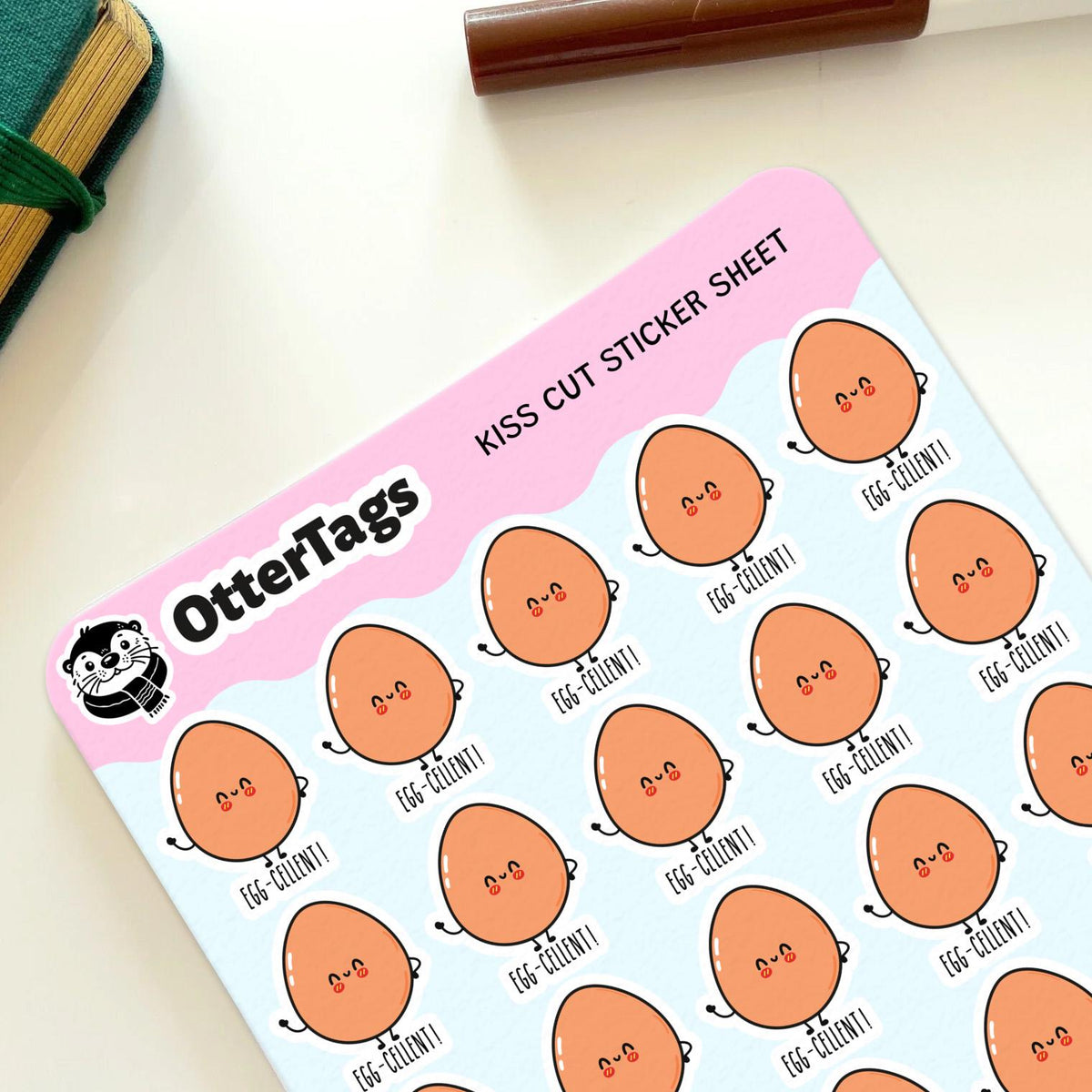 Egg-cellent mini sticker sheet, 30 cute egg pun for an excellent job – view 3