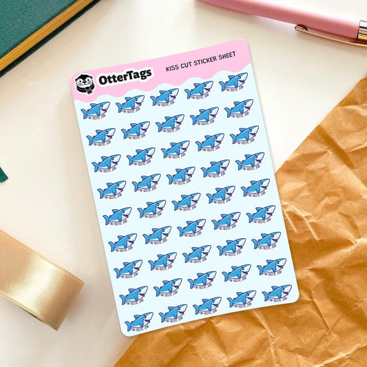 Fin-tastic Job mini sticker sheet, 30 cute shark to celebrate a fantastic job
