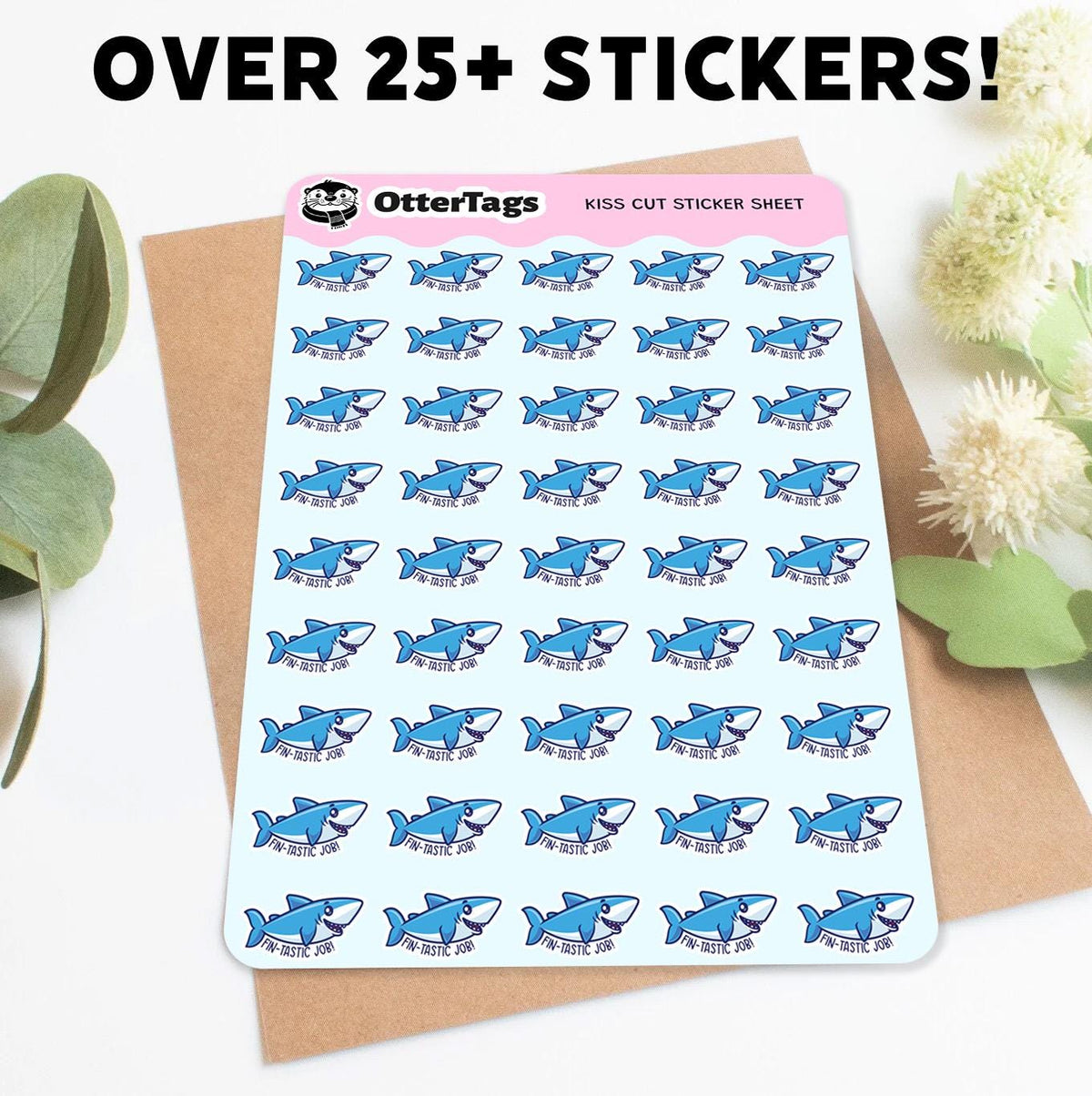 Fin-tastic Job mini sticker sheet, 30 cute shark to celebrate a fantastic job – view 4