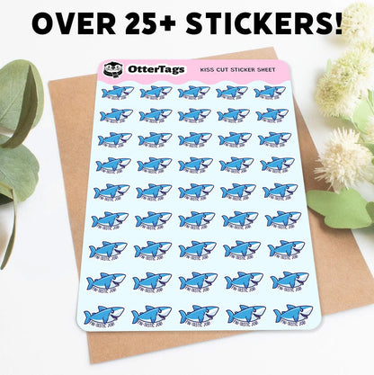 Fin-tastic Job mini sticker sheet, 30 cute shark to celebrate a fantastic job – view 4