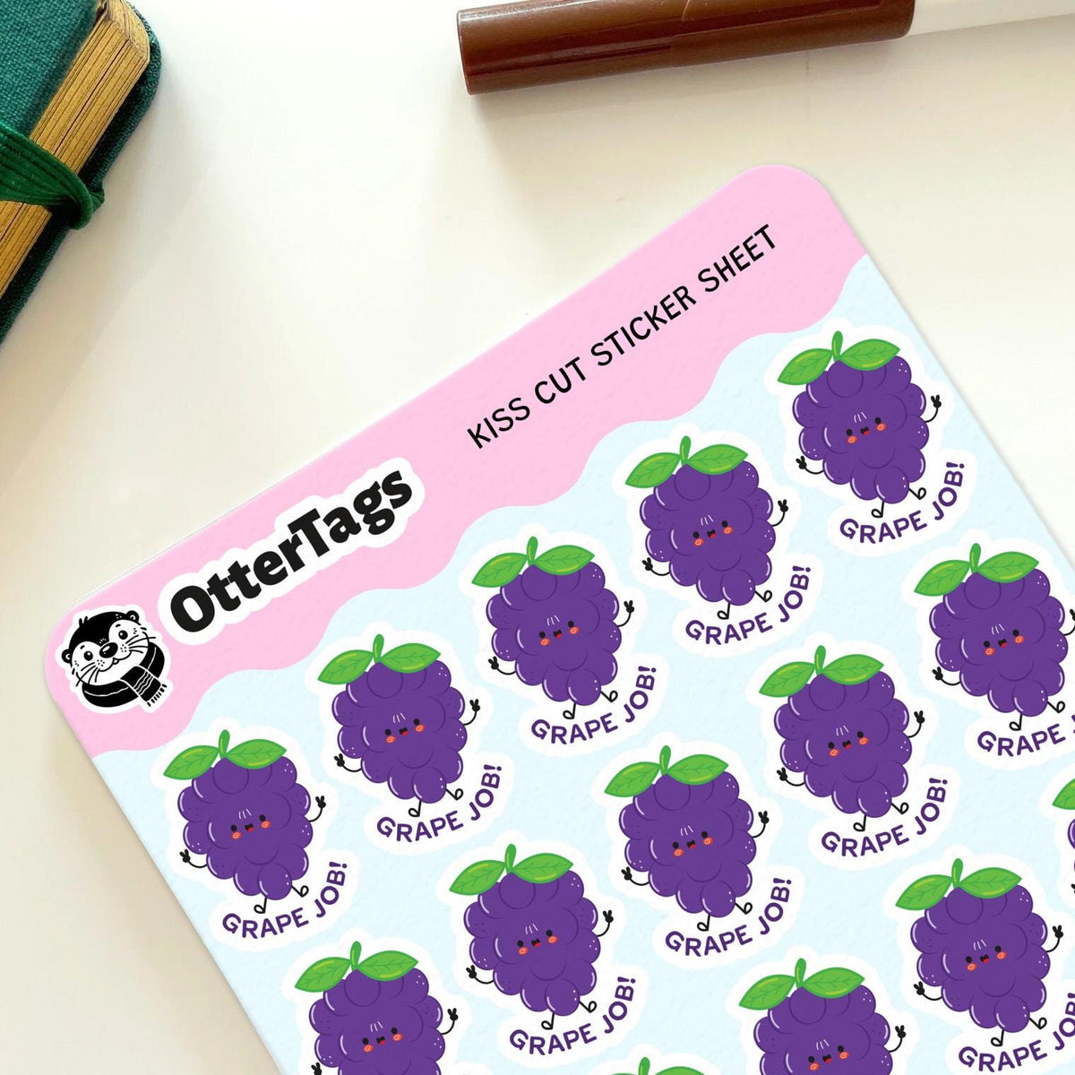 Grape Job mini sticker sheet, fun reward for teachers – view 2