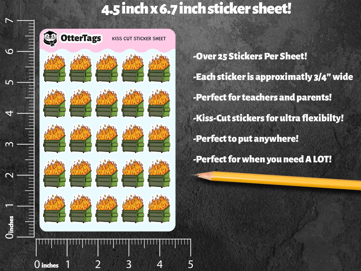 Dumpster Fire mini sticker sheet, work notes – view 3